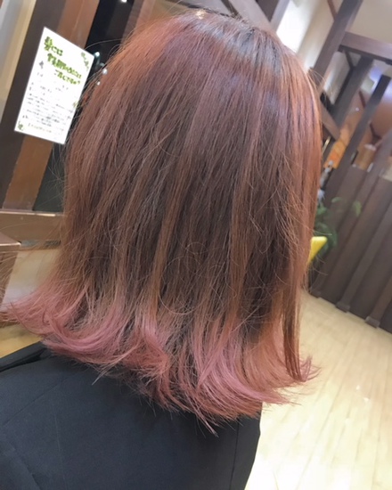 切りっぱなしボブ ピンクグラデーション 本日のお客様 茨城県古河市にある美容室 Hair Make Ao 髪と頭皮のトリートメント